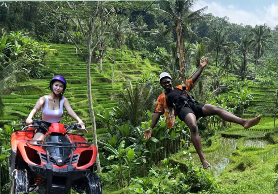 Bali: ATV Rafting Zipline Swing &Sky Bike in Ubud Rice Field - Zipline, skybike, and swing above the fields