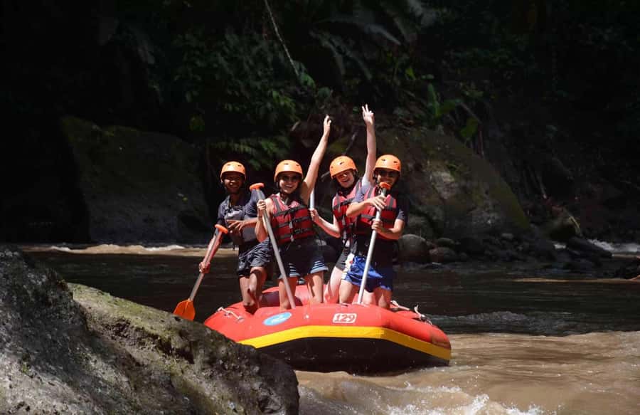 Bali: Ayung River White Water Rafting with Buffet Lunch - Getting ready with helmets and life jackets