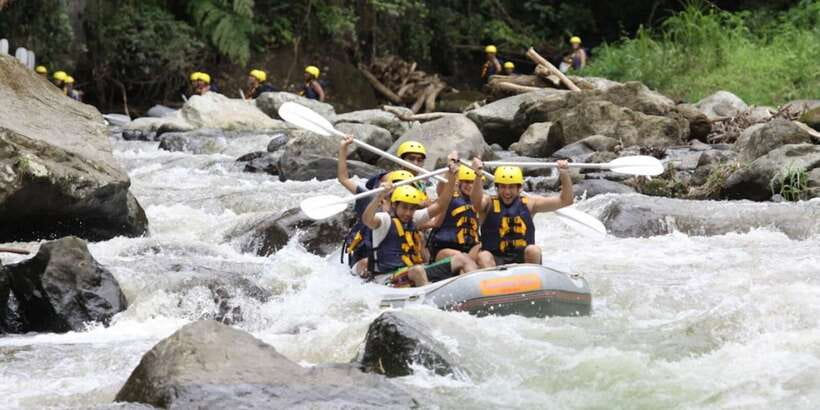 Bali: Mountain Bike Tour and River Rafting with Lunch - Riding through rice fields, temples, and Taro bamboo