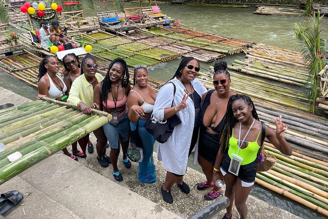 Bamboo Rafting with Limestone Massage from Montego Bay - Boarding a bamboo raft on the Great River