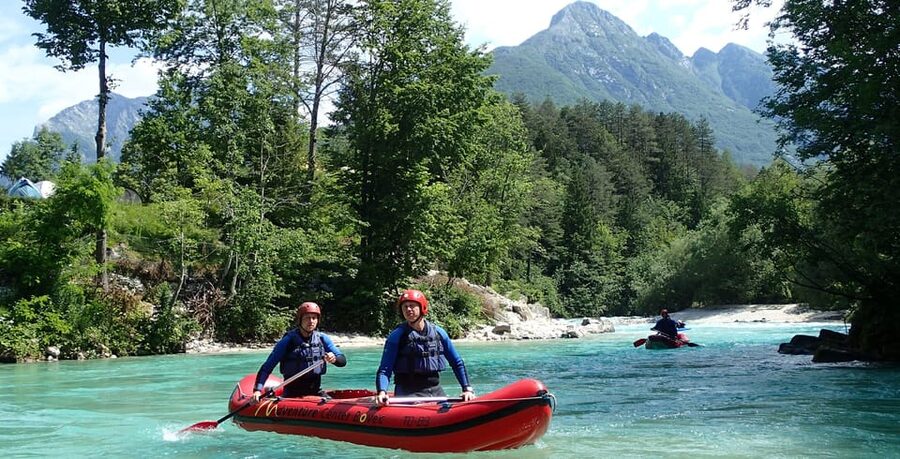 Bovec: Whitewater Canoeing on the Soča River - Steering a two or three-seat inflatable canoe
