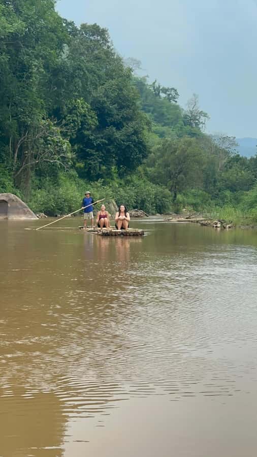 Chiang Mai: Sticky Waterfall and Rafting Day Trip - A quiet bamboo raft with elephant views