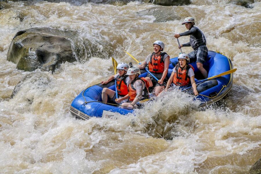 Chiang Mai: Whitewater Rafting and Waterfall Trekking Tour - Reaching the 10-meter waterfall