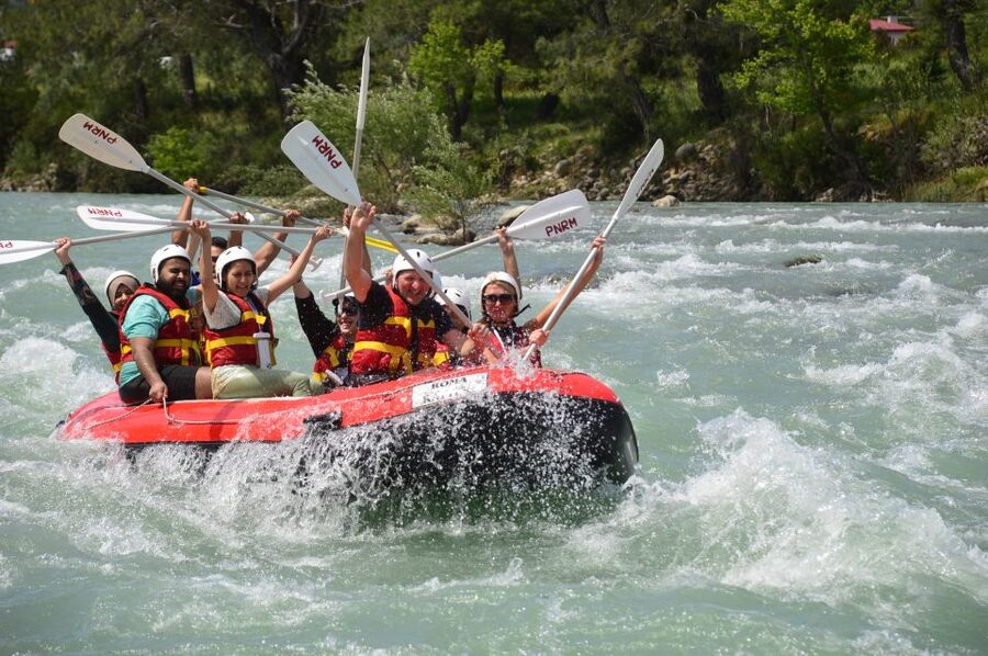 From Belek: Fully Combo Zipline, Quad Safari, Rafting, Lunch - Ziplining above the canyon