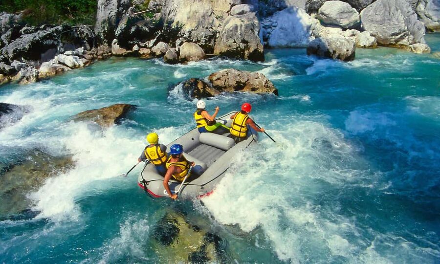 From Permet: Vjosa River Rafting and Benja Thermal Baths - Swimming in a quiet Vjosa river cove