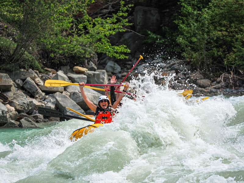 Golden, BC: Kicking Horse River Whitewater Raft Experience - The waterfall walk and the 45-minute riverside BBQ