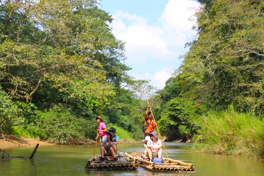 Khao Lak: Khao Sok Bamboo Rafting and Elephant Bathing Trip - Bamboo coffee beside the cave