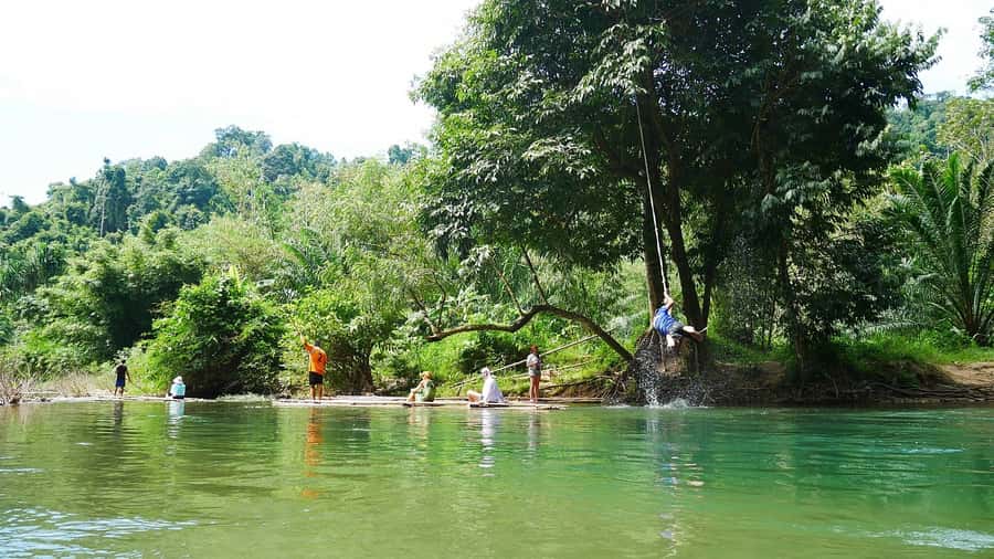 Khao Lak Multi-Adventure: Bamboo Rafting, ATV & Elephants - A quiet float near Wang Kiang Koo Waterfall