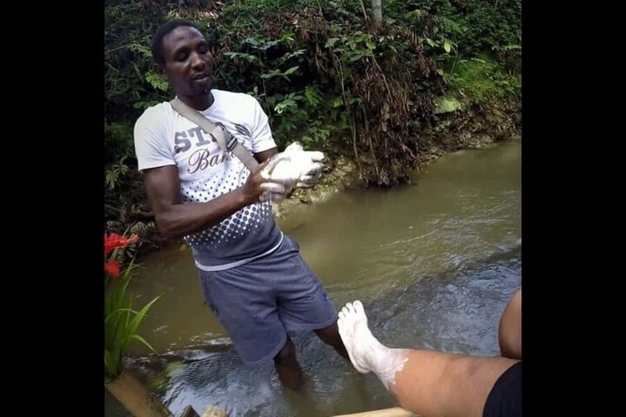 Montego Bay: Bamboo River Rafting and Limestone Foot Massage - The Limestone Foot Massage at the Riverbank