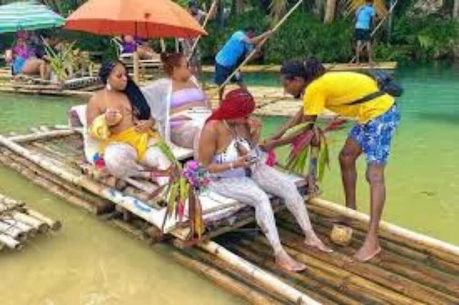 Montego Bay, Jamaica: Bamboo Rafting with Foot Massage - Boarding the Decorated Bamboo Raft