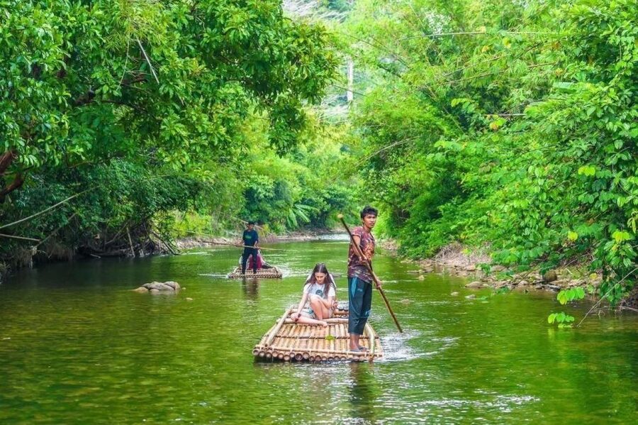 Phuket: Bamboo Rafting, Monkey Cave, and ATV Option - The jungle walk and small waterfall