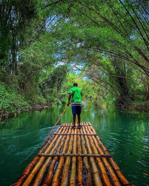 Private Martha Brae rafting tour from Falmouth cruise port - Boarding a bamboo raft on the Martha Brae