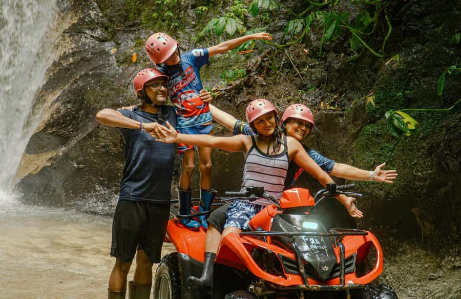 Quad bike bali tunnel waterfall with Rafting - Transport, pickup, and the long day