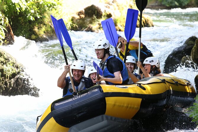River Rafting from Split- Cliff Jumping- Cave Visit - Entering the cave behind the waterfall