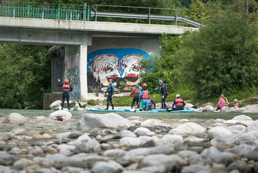 Soča Whitewater Stand-up Paddle Board: Small Group Adventure - Finishing the river run and returning to Bovec