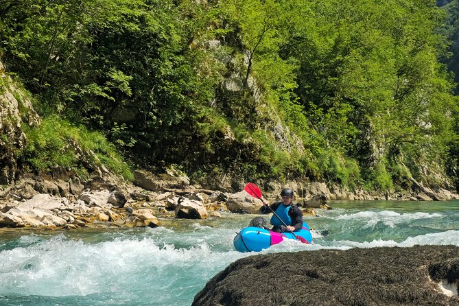 Tara River Packrafting Adventure - Learning the packraft before the rapids
