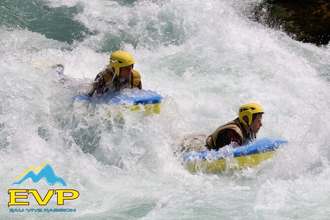 Whitewater swimming (Hydrospeed) on the Durance - Swimming the Durance near the Rabioux wave